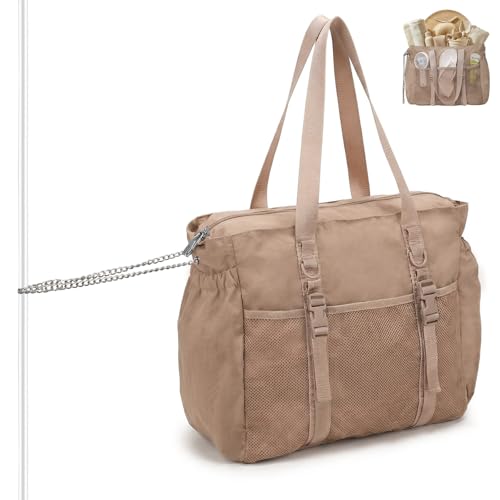 Omanmoli Beach Bag for Women Tote Bag Large with Anti-theft Lock & Chain,40oz Holder,Cruise Travel Vacation Picnic Pool Gy...