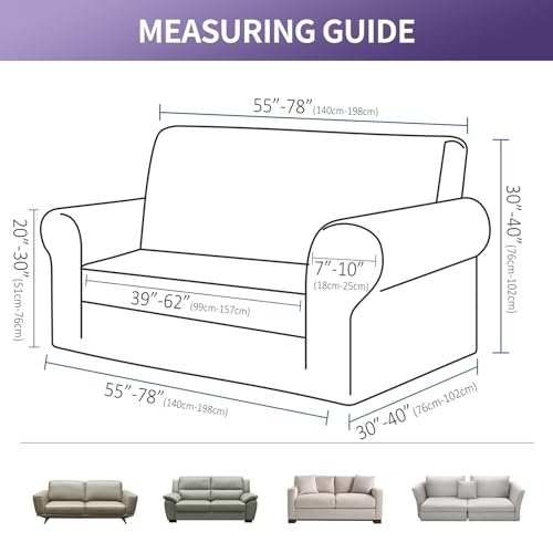 Joccun Stretch Loveseat Couch Cover Slipcover, 1-Piece Sofa Cover for 2 Cushion Couch Spandex Jacquard Washable Furniture ...