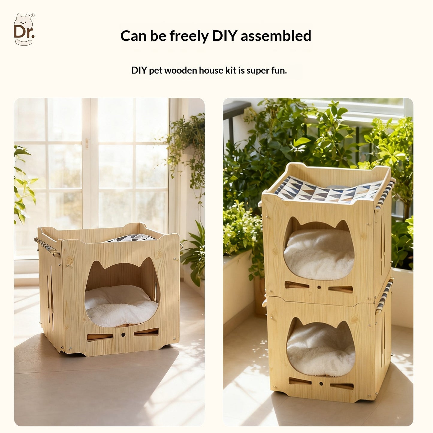 Four-season Stackable Wooden Cat Bed For Home Use