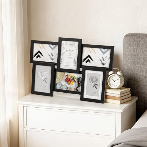 IDEALHOUSE 4x6 Picture Frames Collage Wall Decor, 6-Pack Photo Collage Frame, Multi Picture Frame Set with Glass Front