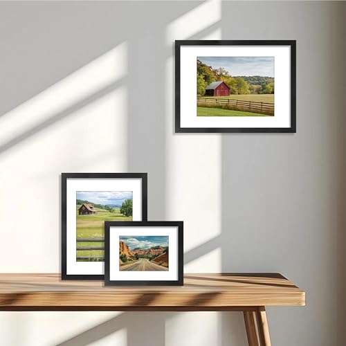 VIOLABBEY 11x14 Picture Frame Set of 5, Black Frames for 8x10 Photos with Mat or 11 x 14 without Mat,Gallery Wall Frame