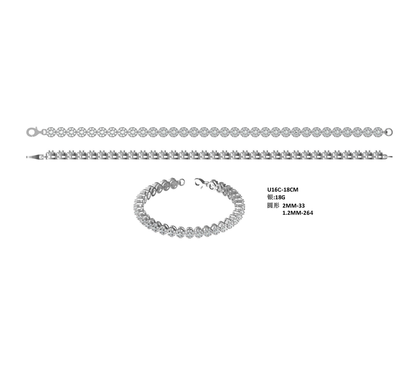 S925 Sterling Silver 2mm Moissanite Cluster Tennis Bracelet 18cm 288pcs D Color VVS1 Platinum Plated GRA Certified Gift Box