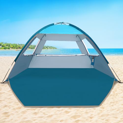 COMMOUDS Beach Tent Sun Shade for 3/4/6/8 Person, UPF 50+ Beach Sun Shelter Canopy Tent, Lightweight, Easy Set Up and Carry