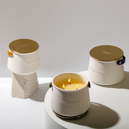 Candles for Home Scented - Scandinavian Style 3 Wick Candle - Long-Lasting Ceramic Candle Jar - Soy Candles Non Toxic with...