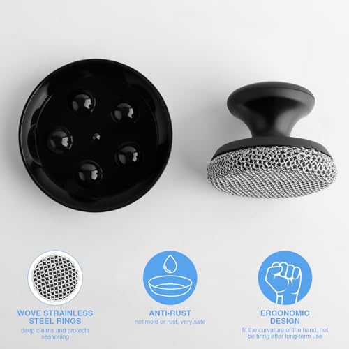 Cast Iron Scrubber Cleaner, Chainmail Scrubber for Cast Iron Pan Skillet, Dish Scouring Pad, 316 Stainless Steel Brush/Scr...