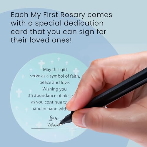 Baptism Gifts for Boys – Blue Rosary with Ceramic Keepsake Box and Card, Catholic Communion Gift, Christening and Baby Sho...