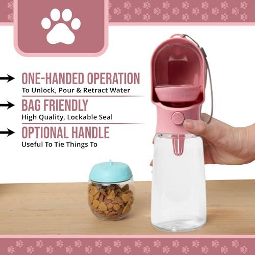 HappiTails Leak Proof Portable Dog Water Bottle with Bowl – Travel Pet Water Dispenser for Walking & Hiking – Food Grade P...