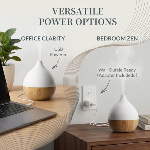 Cegsin Essential Oil Diffuser with Adapter, 100ml Small Aromatherapy Scent Machine for Home & Office Desk, 7 Color LED Coo...
