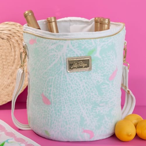 Lilly Pulitzer Insulated Soft Cylinder Beach Cooler with Terry Cloth Fabric, Adjustable/Removable Strap, and Double Zipper...