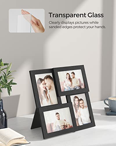 SONGMICS Collage Picture Frames, 4x6 for Wall Decor, Multi Family Photo for Gallery Decor, Hanging Display, Set of 4, Ink ...