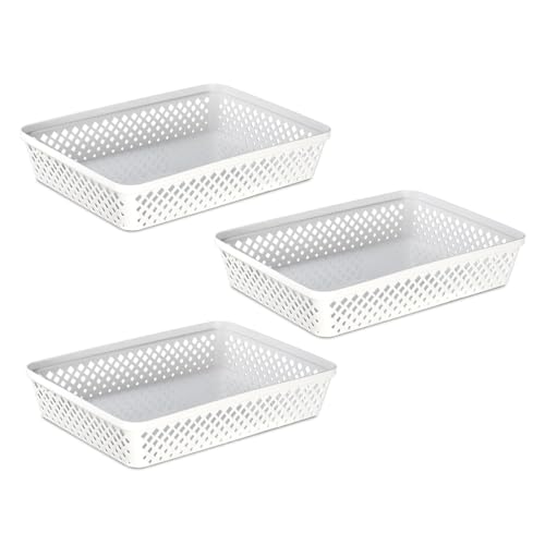 Glad Plastic Storage Basket Set - Multipurpose Drawer Trays, Kitchen Pantry Containers, and Bathroom Bins - 3 Pack Large O...