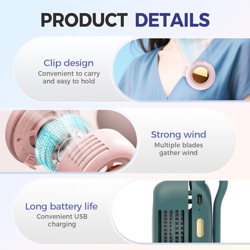 360° Rotatable Portable Mini Clip-on Fan, Small Fan Clip on for Shirt & Waist, 2026 New Adjustable 3-Speed Suspended Whirl...