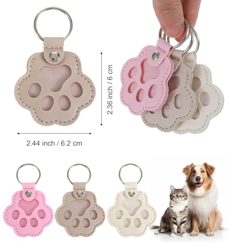 ValueBargain Pet Fur Keepsake, 3Pcs Dog Hair Keychain with 3D Paw for Dogs that Holds Fur, Keepsake, Pet Lover Gift (3 Col...