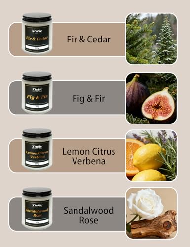Xtutic Scented Soy Candles Sets, 7oz in White Frosted Jar - 200-Hour Burn Time, Aromatherapy Candle for Home Decor, Cozy G...
