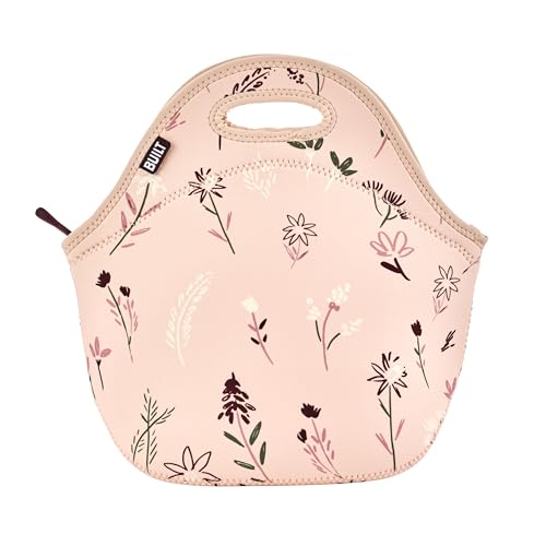 Built Gourmet Getaway Insulated Lunch Bag – Rose Floral Neoprene Tote with Soft Handles & Zipper, Reusable Food Carrier fo...