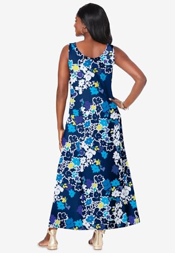 Jessica London Women's Plus Size Stretch Cotton Tank Maxi Dress