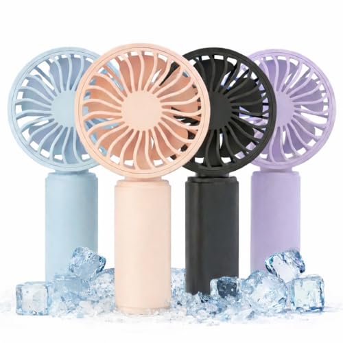 VanSmaGo 4 Pack Mini Handheld Fan, USB Rechargeable Portable Personal Fan with 3 Speeds, Detachable Cover, Small Lightweig...
