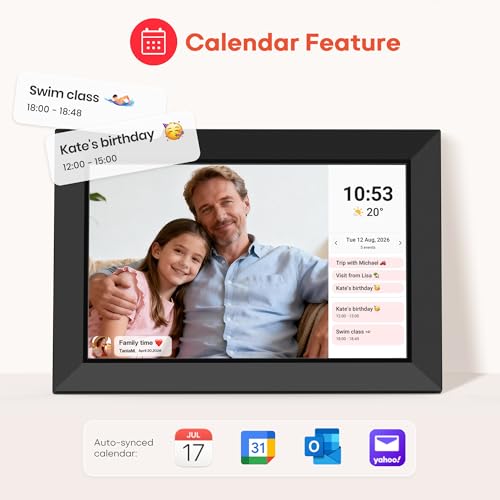Frameo 10.1 Inch WiFi Digital Picture Frame with 32GB Memory, 1280 x 800 IPS Touch Screen Smart Electronic Photo Frame, Wa...