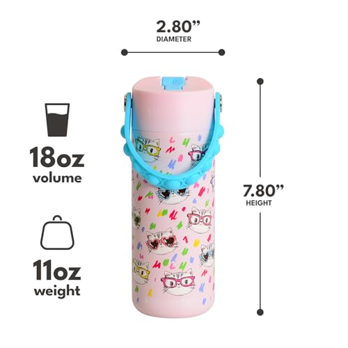 Elemental Insulated Kids Water Bottle, Stainless Steel Water Bottle with Straw Lid & Pop-It Handle, Leak-Proof Water Bottl...
