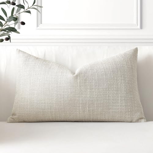OTOSTAR Linen Throw Pillow Cover Set of 1 Decorative Lumbar Pillowcases Cushion Covers 16x24 Inch for Home Decor Sofa Bedr...