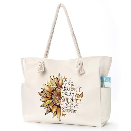 Apxouans Beach Bags for Women Large Waterproof Beach Travel Tote Bags Sandproof Swim Pool Bag Canvas Zipper Big Tote