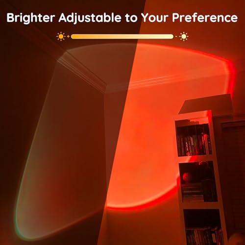 Neroupe Sunset Lamp Projector with APP Control Multicolor Changing Led Lights for Room, 360 Degree Rotation Sunlight Lamp ...