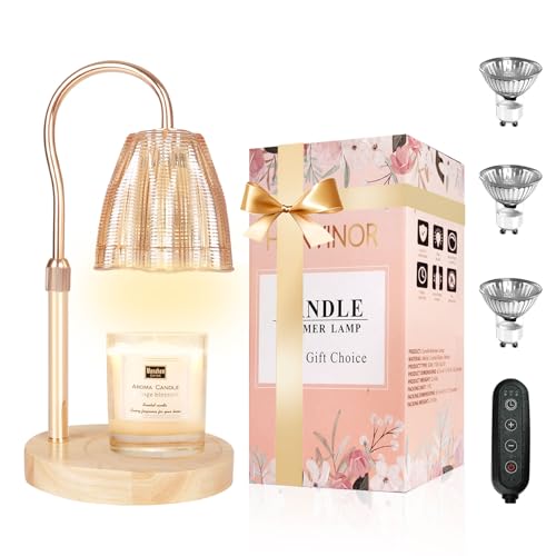 Honvinor Candle Warmer Lamp with Timer & Dimmer, Candle Warmer Height Adjustable, Fits All Jar Scented Candles, Candle Lam...