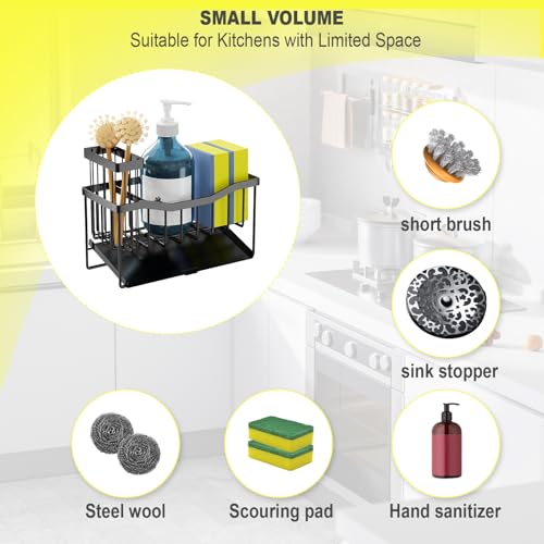 Fssvcd Maifan Sink Caddy Sponge Holder for Kitchen with Brush Holder and Stainless Steel Self Drain Tray, Rustproof Kitche...