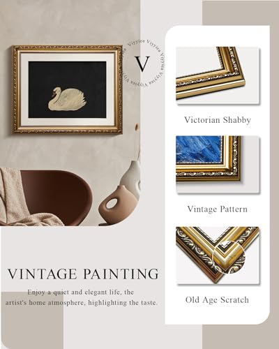 VIYYIEA Gold Framed Wall Art Canvas Print Home Decor,Black,13x16in