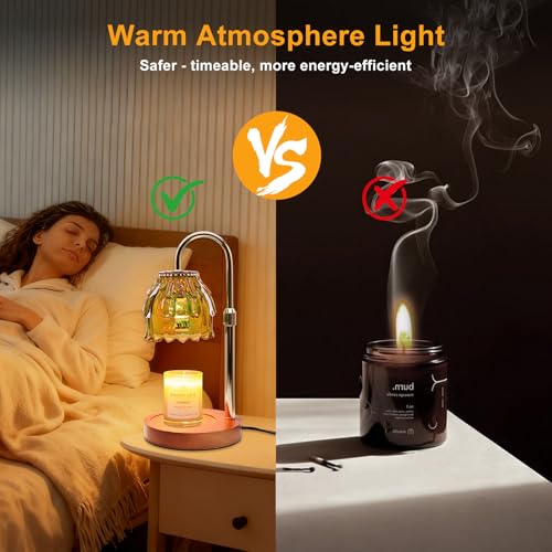Candle Warmer Lamp with Timer and Dimmer 4-Level Dimmable Flower Light Heat Lamp for Jar Candles Adjustable Height Modern ...