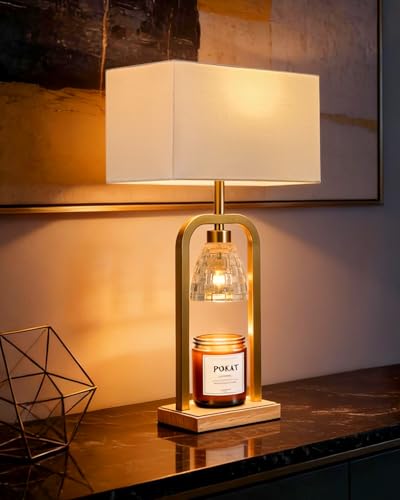 PoKat Gold Table Lamp Candle Warmer, Candle Warmer Lamp with Timer Dimmer, Wax Light Warming Table Lamp for Jar Candles, M...