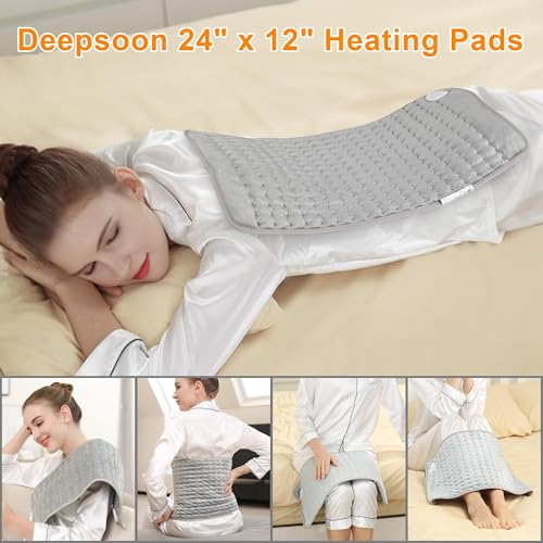 Deepsoon Heating Pad,Electric Heating Pads for Back,Neck,Moist Heating Pad for Abdomen Shoulder Knee Legs,Dry/Moist Heat&A...