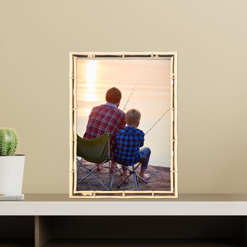 Lawrence Frames 5" W x 7" H Gold Metal Picture Frame with Bamboo Design (712257)