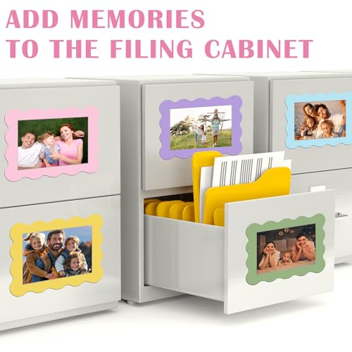 Kingdder 12 Pcs Graduation Scalloped Magnetic Picture Frame for Refrigerator 4 x 6 Pastel Reusable Picture Frame Magnets D...