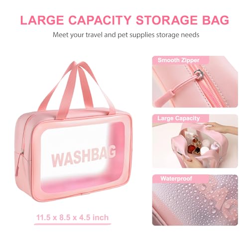 Kemodia 6PCS Pink Dog Washing Kit with Dog Brush, Shampoo Brush, Bath Scrubber,Washing Gloves, 39.7" × 20.5" Towel and Big...