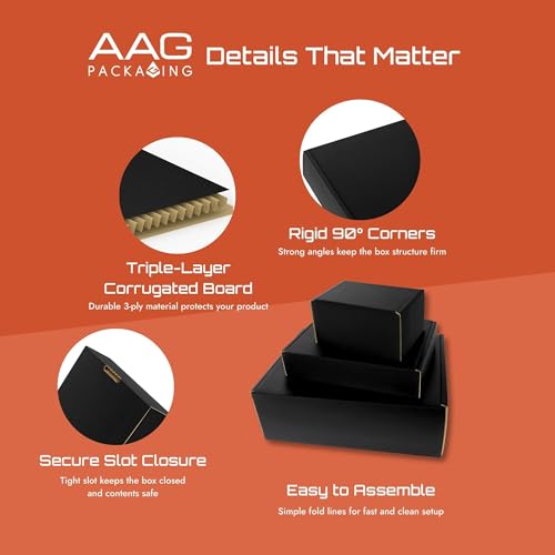 Corrugated Shipping Box Mailers, Black Folding Mailer Boxes for E-commerce Orders, Easy Assemble Shipping Cartons, small b...