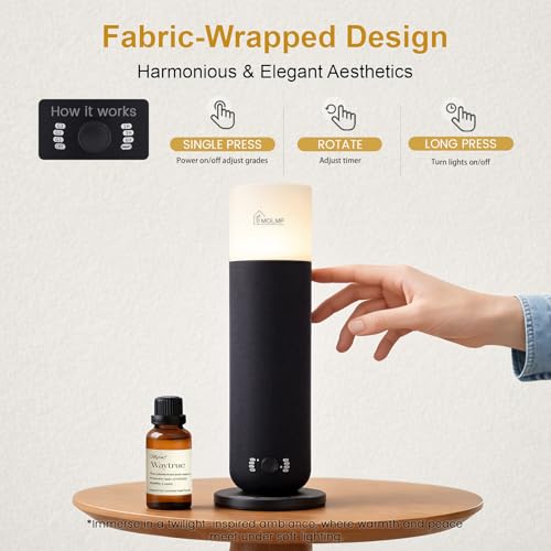 MQLMF Hotel Collection Diffuser Machine,Fabric-Wrapped Design,Candlelight Atmosphere Lamp,1000 Sq Ft,Waterless Essential O...