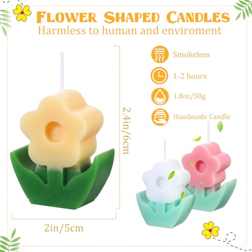 3 Pcs Flower Shaped Scented Candle Set Soy Wax Candle Decor for Table Fireplace Room Aesthetic Cute Gifts for Christmas Wo...