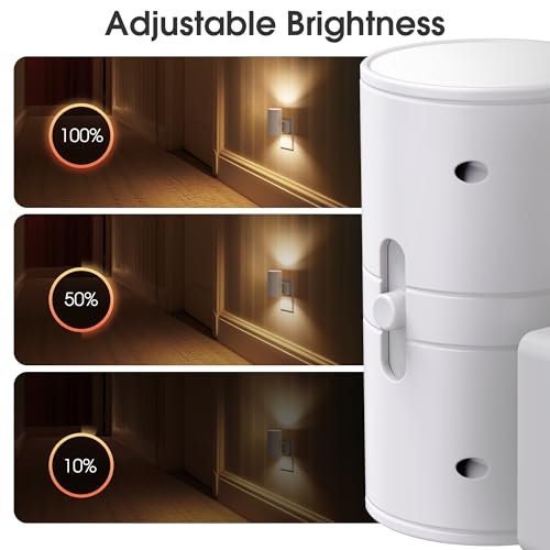 Briignite Night Lights Plug into Wall, Modern LED Night Light Plug in, Dusk to Dawn Sensor, Soft White 3000K, 0-100LM Adju...