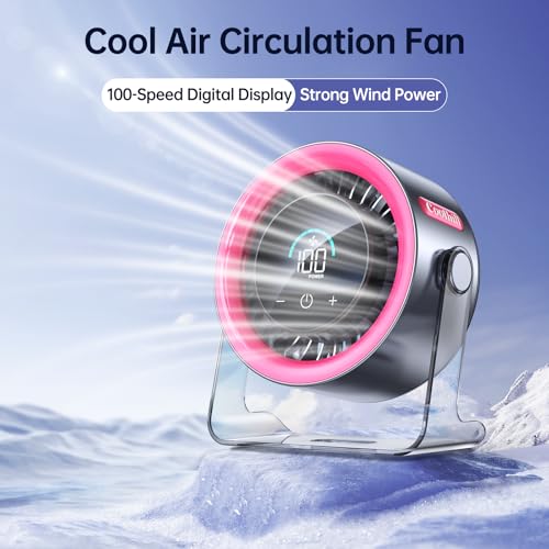 Coolhill Handheld Portable Fan with Ice Cooler: 100-Speed 5500mAh Rechargeable Handheld Fan, 12H Time Hand Cooling Persona...