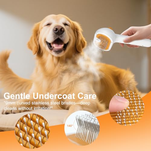 Pet Steam Brush for Dog & Cat – 3-in-1 Spray Hair Removal Comb – Steam for Shedding & Grooming – Water Brush for Long & Sh...