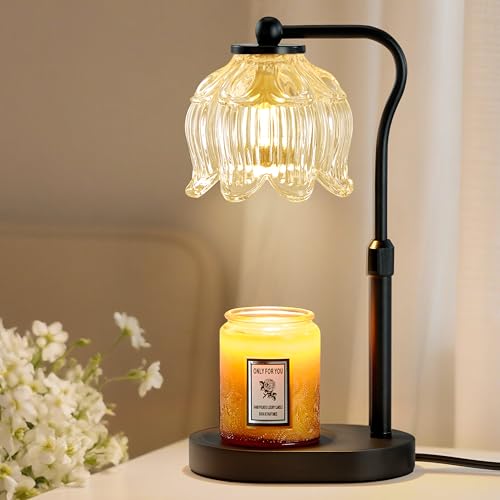 CASTLELIFE Candle Warmer Lamp with Timer & Stepless Dimming, Height Adjustable Electric Wax Warmer for Jar Candles, Flower...