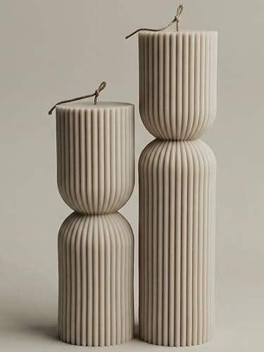 LAWA Hourglass Pillar Candle - Large Beautiful Handmade Pillar Scented Soy Wax Candle Elegant Bubble Aesthetic Candle Hous...