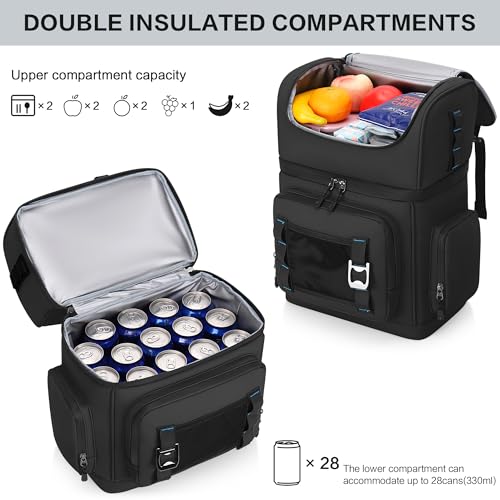 YOUNGOA Large Waterproof Insulated Cooler Backpack for Men & Women, Double Decker Leak Proof Cooler Backpack for Beach, Ca...