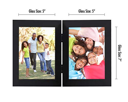 Americanflat Hinged 5x7 Picture Frame with Shatter-Resistant Glass - Double Picture Frames with Engineered Wood - Signatur...