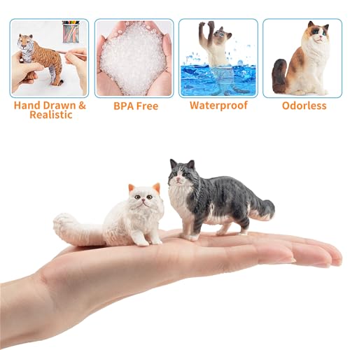 EYSCOTA 12PCS Realistic Cat Figurines, Plastic Cat Figure, Cat Cake Topper Kitten Toy Easter Egg Birthday Gift for Kids an...