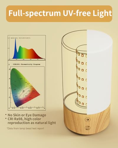 Geecent Light Therapy Lamp 10000 Lux Sun Lamp, UV-Free with 3 Color Temperatures, 4 Brightness & Timer, Remote Control, Su...
