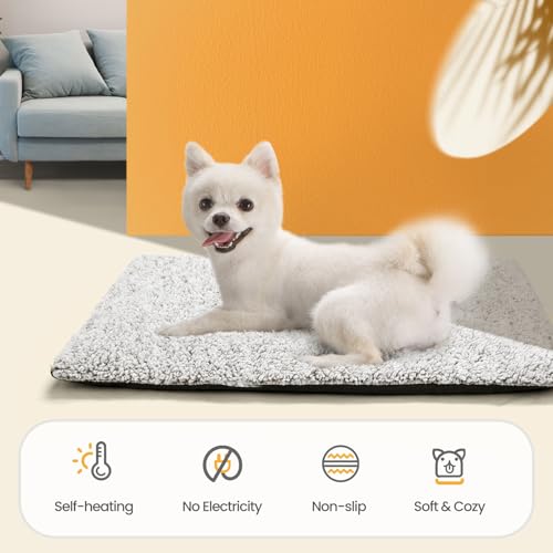 Self Warming Cat Bed Self Heating Cat Dog Mat 24 x 18 inch Extra Warm Thermal Pet Pad for Indoor Outdoor Pets with Removab...