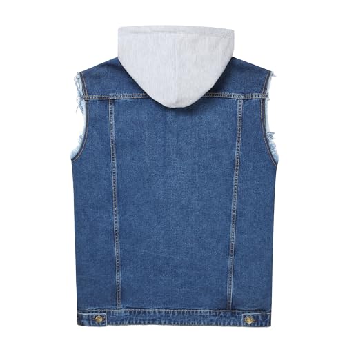 Ginsiom Men's Denim Vest,Sleeveless Jean Jacket Ripped Stretchy Distressed Battle Vest for Men Sleeve Less Outerwear