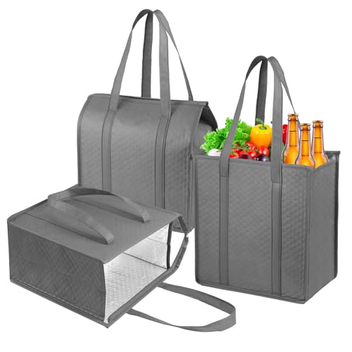 YZiCHENQQ Insulated Grocery Bags with Zippered top Frozen Food Shopping Groceries Travel Insulated Tote Cooler Thermal Bags